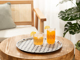 Non-Slip Faux Leather Round Tray - 'Rêve Bleu Oiseau' Bird Motif