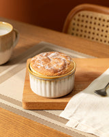 Artisanal Porcelain 2-Piece Soufflé Set - Rustic Cream & Earth Tones