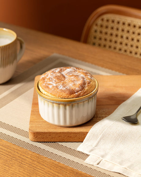Artisanal Porcelain 2-Piece Soufflé Set - Rustic Cream & Earth Tones