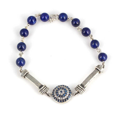 Premium Sterling Silver Lapis Beaded Bracelet