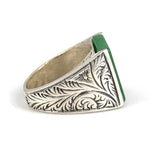 Premium Handcrafted Sterling Silver Green Agate Men's Ring