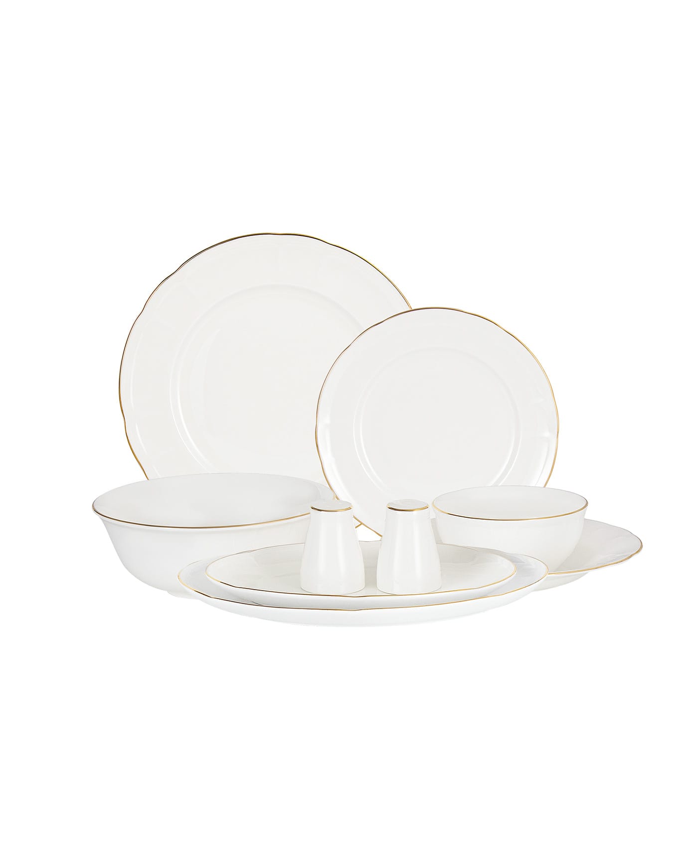 Fine Bone Porcelain 6-Person Dinner Set - Elegant White & Gold