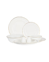 Fine Bone Porcelain 6-Person Dinner Set - Elegant White & Gold