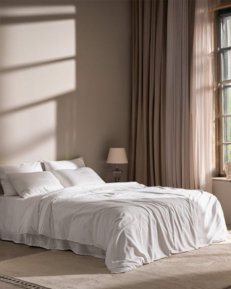 Pure Cotton Sateen Double Duvet Cover Set - Elegant Embroidery