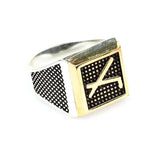 925 Sterling Zilver & Brons Herenring - Cepni Motief & Gestippeld Ontwerp