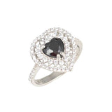 Premium Sterling Silver Heart Garnet Ring