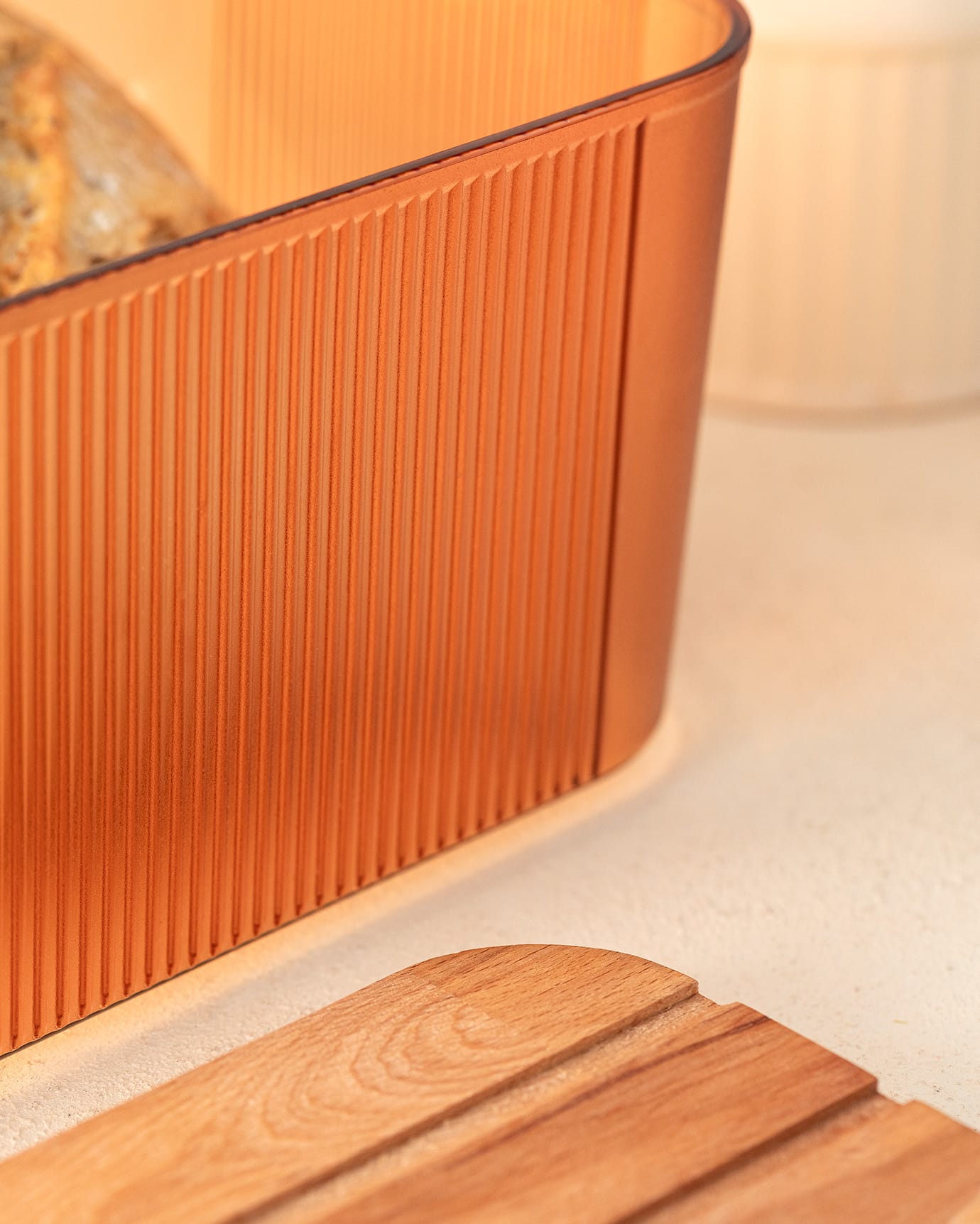 Bread Box with Wooden Lid - Kitchen Countertop Food Storage