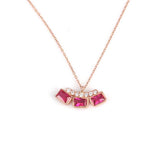 Sterling Silver Three-Stone Zircon Necklace - Rose-Tone Finish