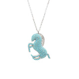 Artisan Crafted 925 Sterling Silver Turquoise Rearing Horse Necklace