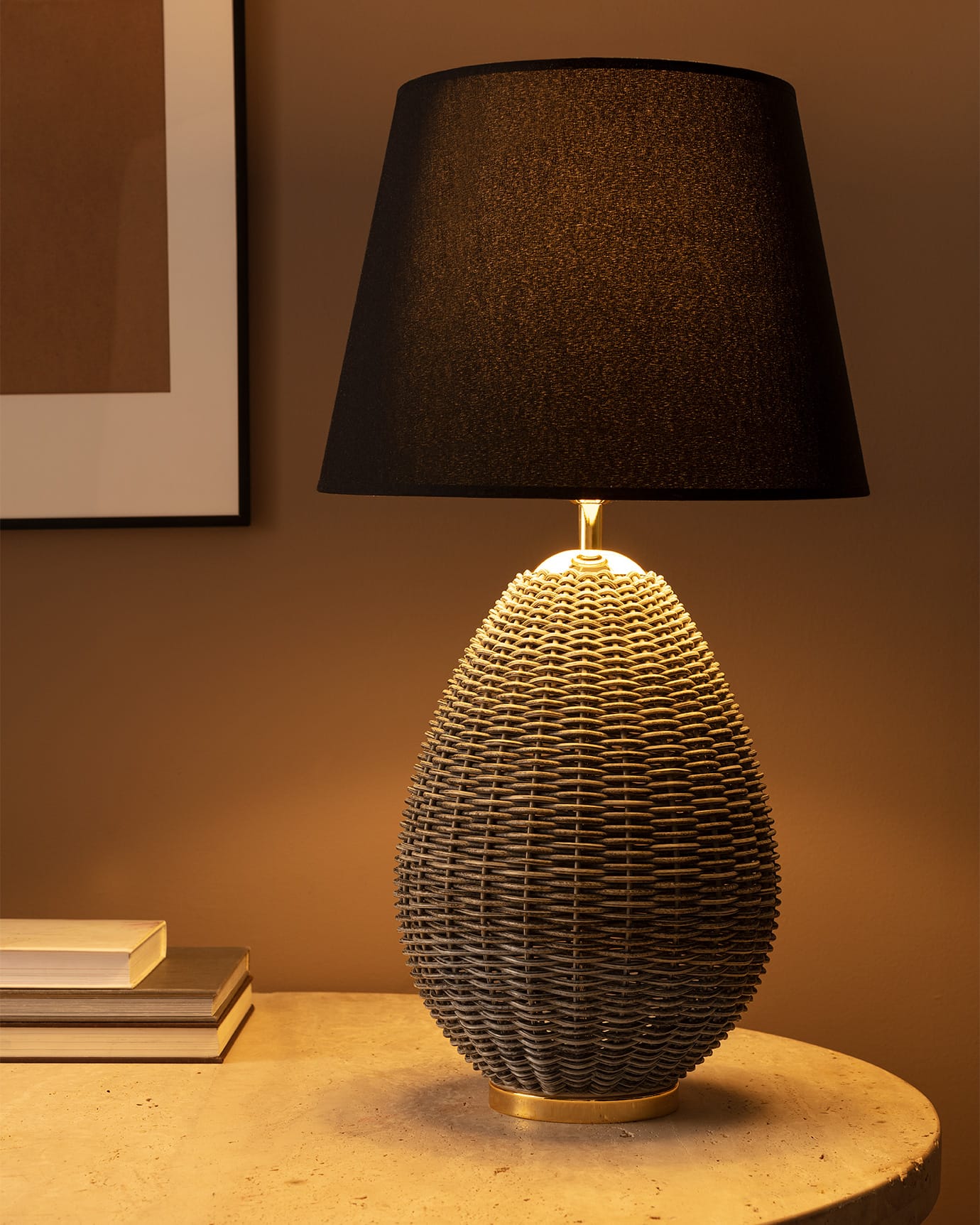 Plastic Table Lamp with Shade - Modern Grey Minimalist Design