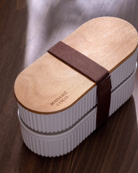 Brown Wood Lid Food Storage Containers - Set of 2 - 500ml Each