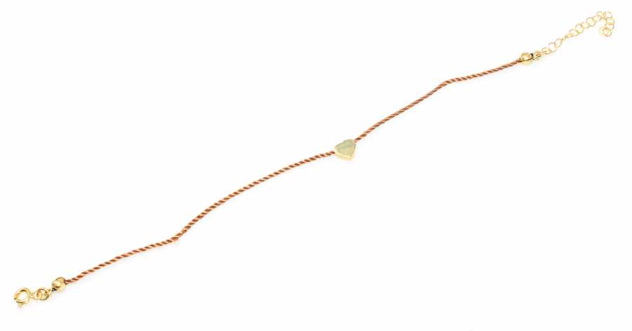 Sterling Silver String Heart Bracelet - Yellow-Tone Finish