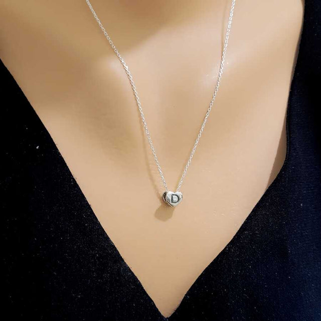 925 Sterling Silver Personalized Initial Heart Pendant Necklace
