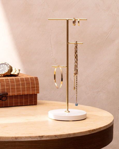 Metal & Wood Jewelry Stand - Elegant Littera Minimalist Design