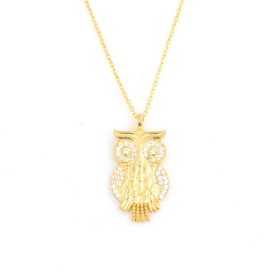 925 Sterling Silver Zircon Owl Pendant Necklace - Whimsical Charm