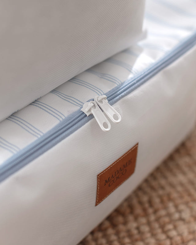 Set of 2 Cloud Print Storage Bags - Closet Organizers, White and Light Blue