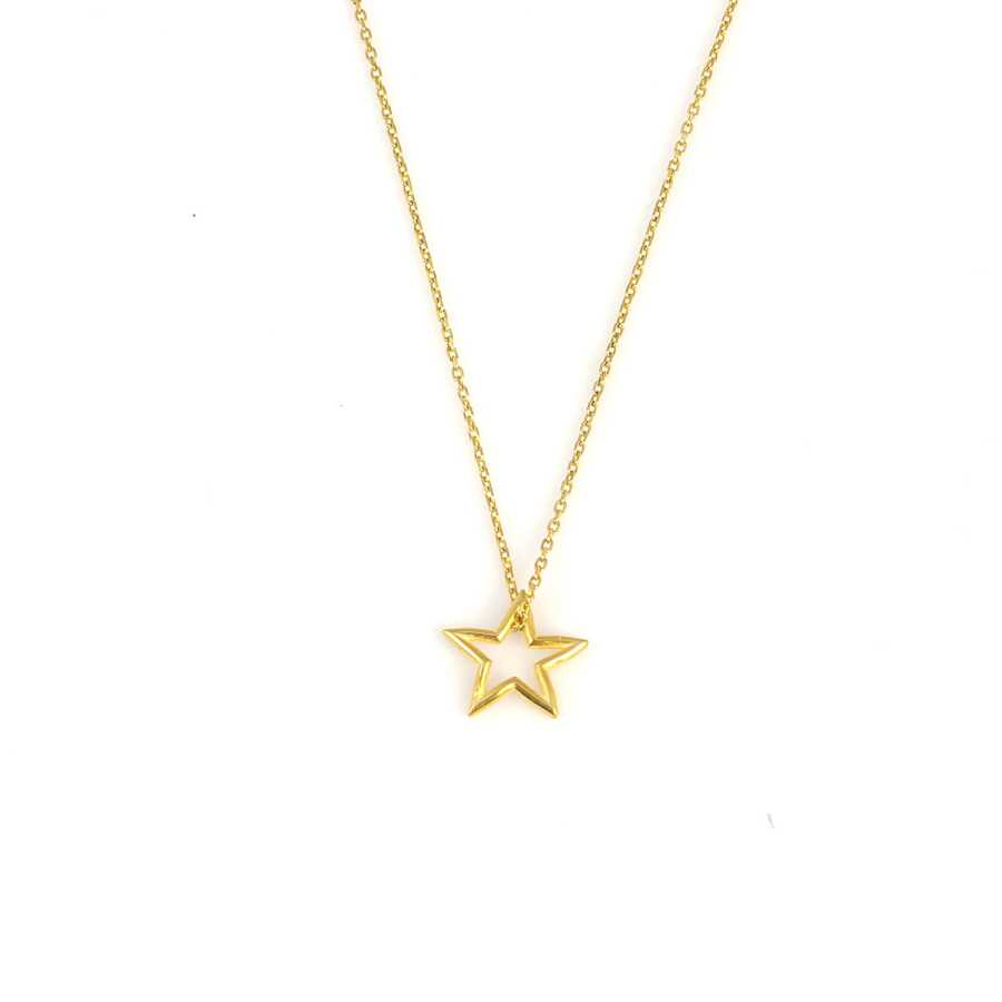 Sterling Silver Hollow Star Pendant Necklace - Celestial Chic
