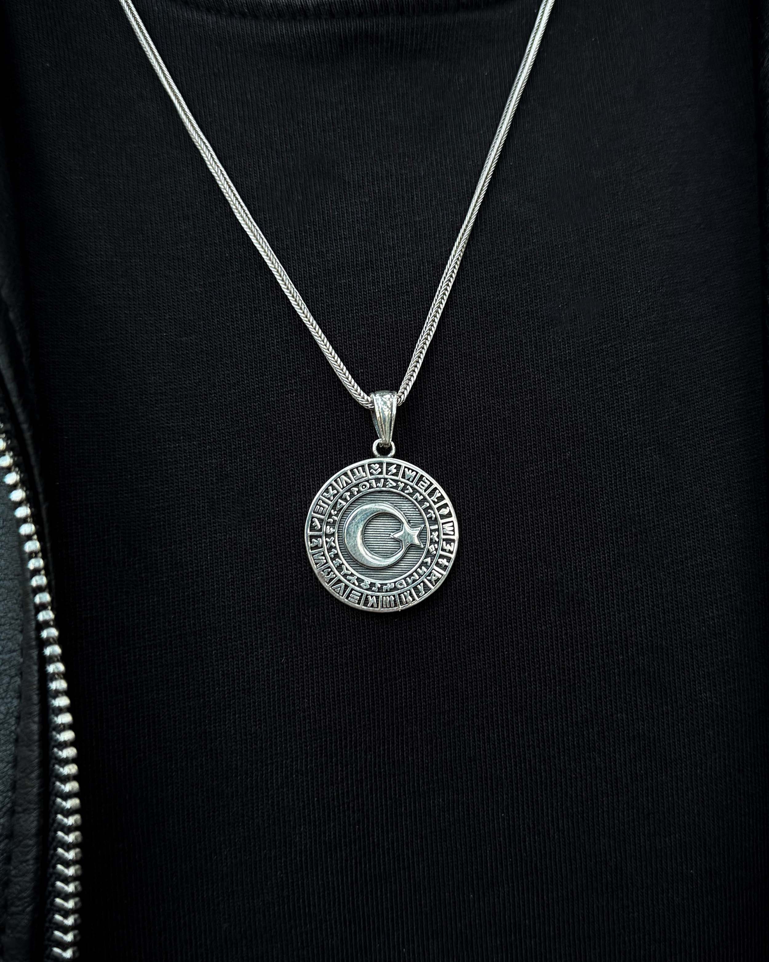 Collier Médaillon en Argent Sterling - Design Héritage Étoile Croissant
