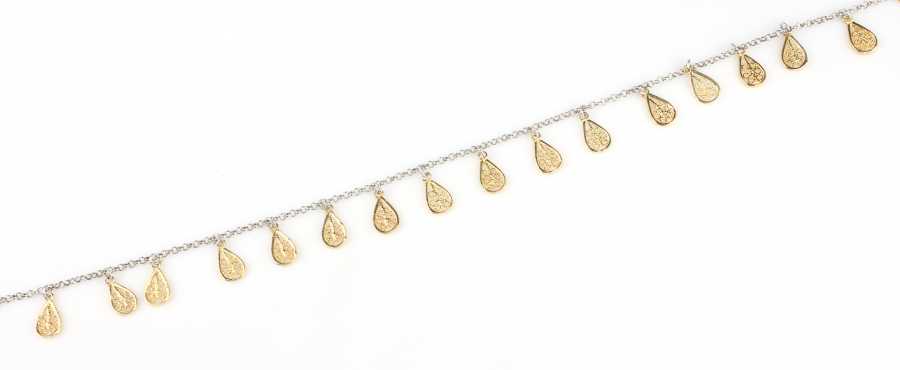 925 Sterling Silver Filigree Drop Anklet - Handmade Ankle Jewelry