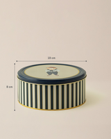 Elegant Metal Storage Box - Round Jasmin Navy Beige Food Safe