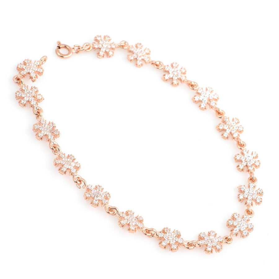 Sterling Silver Snowflake Bracelet - Sparkling Zircon Design