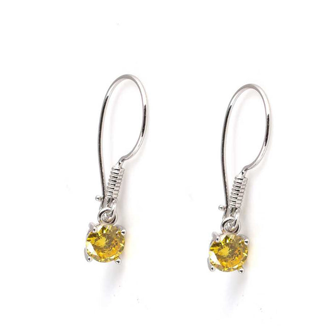 Premium Sterling Silver Small Round Citrine Stud Earrings