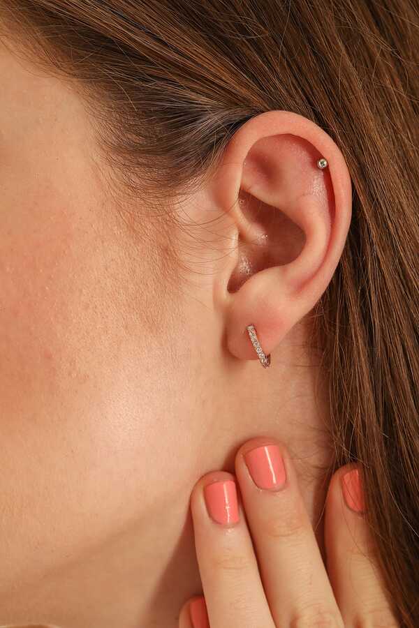 Sterling Silver Nine Stone Zircon Cartilage Earring