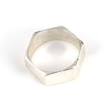 925 Sterling Silver Men's Ring - Polished Hexagonal Design