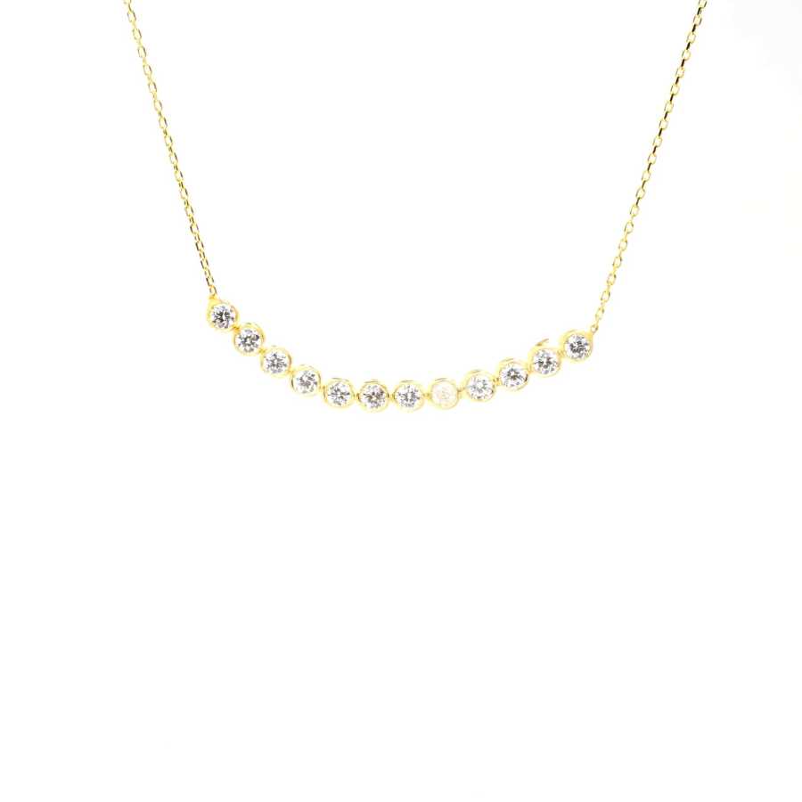 Yellow Plated Sterling Silver Suyolu Necklace - White Zircon