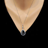 Premium 925 Sterling Silver Onyx Drop Entourage Necklace