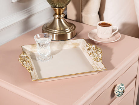 Versatile Rectangular Plastic Serving Tray - Barroco Inspired Design