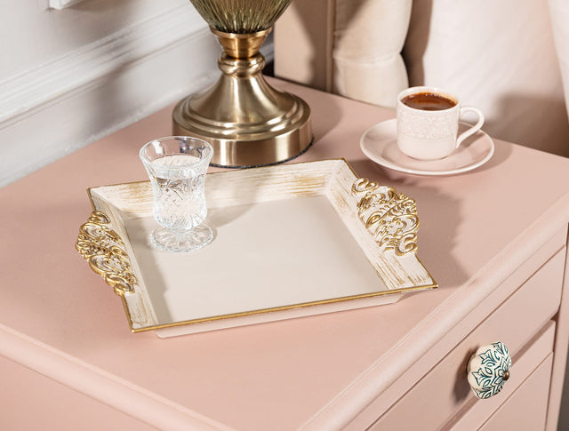 Versatile Rectangular Plastic Serving Tray - Barroco Inspired Design
