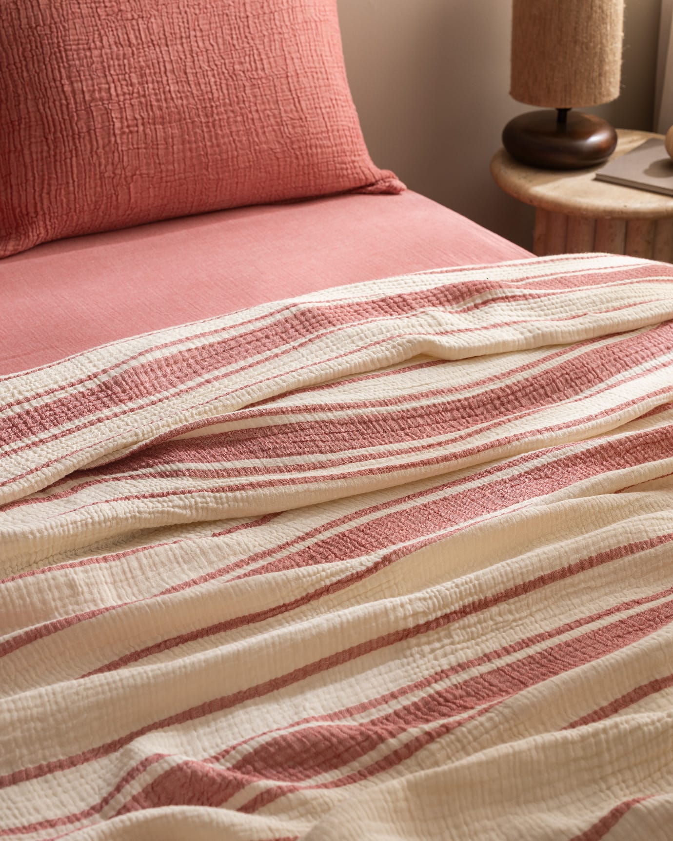 100% Cotton Double Pique Bedspread Set - Soft Muslin Weave