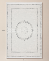 Soft Polyester Area Rug - Modern White & Grey Design