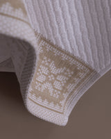 100% Cotton Face & Hand Towel - Soft, Absorbent - White/Beige