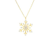 Sterling Silver Zircon Snowflake Pendant Necklace - Winter Elegance