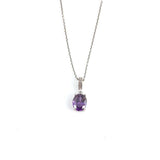 Professional Sterling Silver Oval Amethyst Necklace