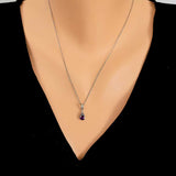925 Sterling Silver Teardrop Necklace - Amethyst-Colored Zircon