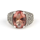 Sterling Silver Oval Zultanite Men's Ring - Engraved Band