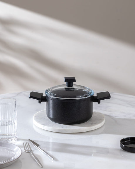 Titanium Professional Deep Saucepan, 18 cm, Black
