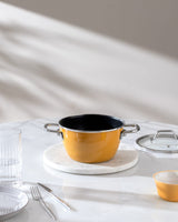 18 cm Titanium Enamel Deep Cooking Pot, Mustard