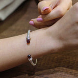 Professional Sterling Silver Garnet Stone Men's Bracelet