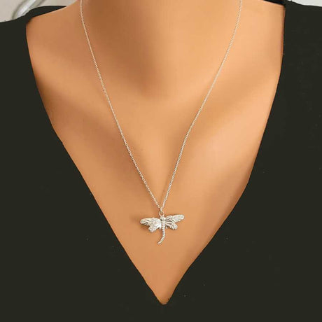 925 Sterling Silver Dragonfly Necklace - Delicate Charm