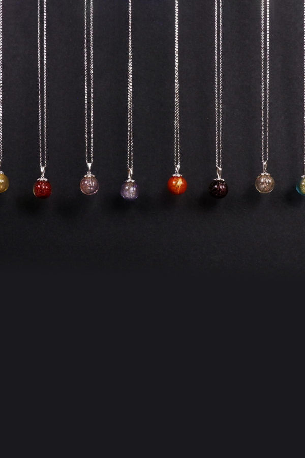 Olive Green Glass Sphere Necklace - Natural Scent Diffuser