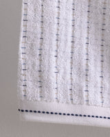 Grenat Cotton Bath Towel - White & Navy