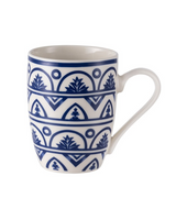 New Bone China Mug - Sophisticated Blue & White Perla Pattern