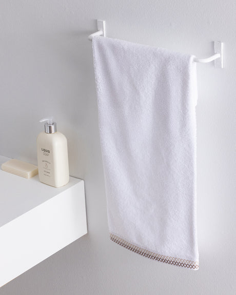 Topaze Cotton Face Towel - White/Beige