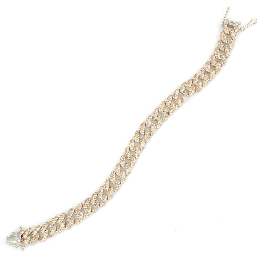 Sterling Silver Yellow Zircon Gourmet Chain Bracelet