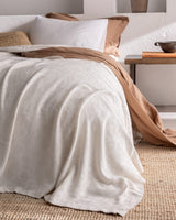 Queen Size Cotton Blend Bedspread - Grey Textured Coverlet