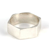 925 Sterling Silver Men's Ring - Polished Hexagonal Design